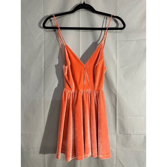 Silence Noise Romper Womens XS Orange Velvet Strappy V Neck Dressy Stretch Party - Picture 8 of 10